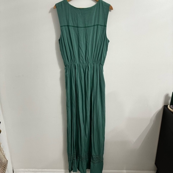 Matilda Jane Down In The Valley Maxi Dress Green Lace Trim Sleeveless Women Sz L - Picture 3 of 12